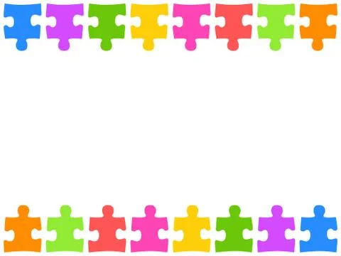 Puzzle pattern. Colorful frame. Vector illustration. Stock Illustration