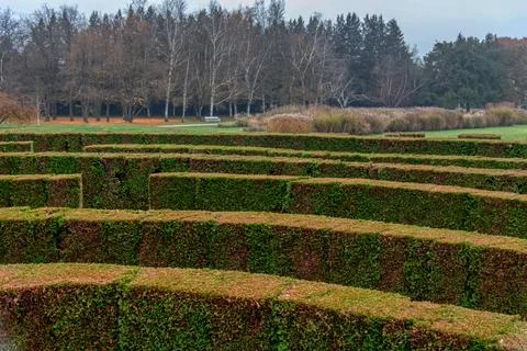 Puzzle pattern forming a garden labyrinth Stock Photos