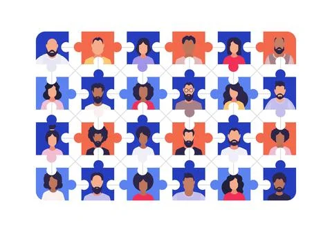 Puzzle of people. Vector. Flat style. Stockillustratie