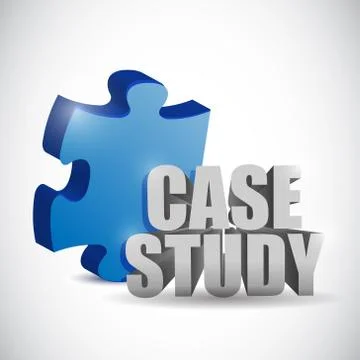 Puzzle piece and case study sign. illustration Illustrazione stock