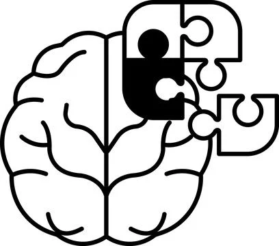 Puzzle piece brain with a brain Stock Illustration