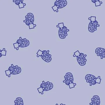 Puzzle piece brainstorm line vector seamless pattern Stock Illustration