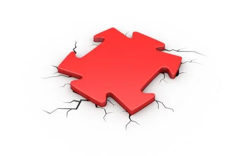 Puzzle piece in the breaking floor Free Stock Illustration