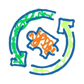 Puzzle piece in circular continuous process diagram Ilustração Stock