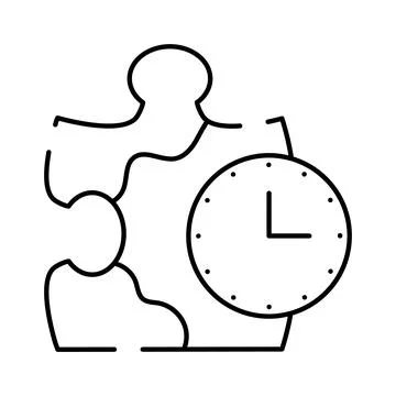 Puzzle piece with clock for time management strategy Stockillustratie