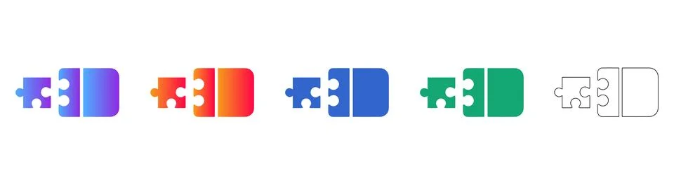 Puzzle Piece Completion Icon Set Stock Illustration