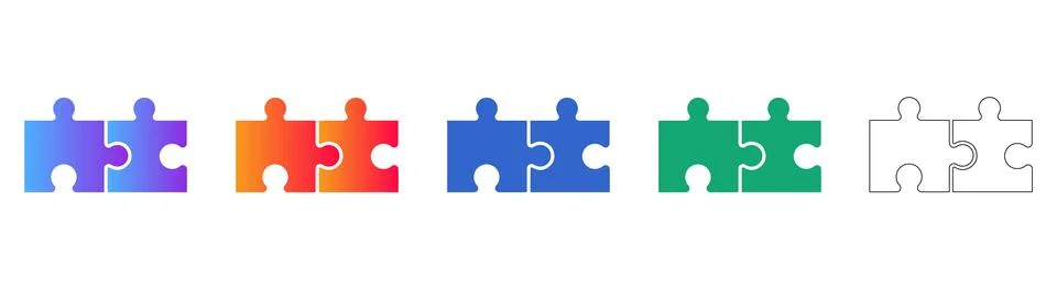Puzzle Piece Connection and Problem Solving Icons Stockillustratie