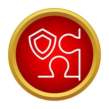 Puzzle piece fitting with shield icon securing connection Stock Illustration