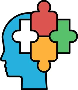 A puzzle piece head with a blue background Stock Illustration