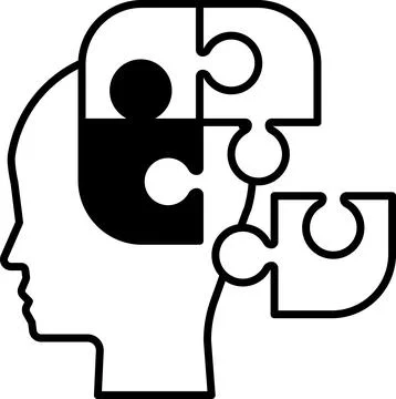 Puzzle piece head with a piece missing Stock Illustration