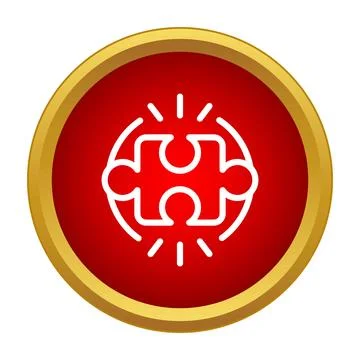 Puzzle piece icon representing solution partnership and strategy Stock Illustration
