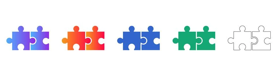 Puzzle Piece Integration Solution Icons Stock Illustration