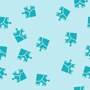 Puzzle piece jigsaw glyph vector seamless pattern Stock Illustration