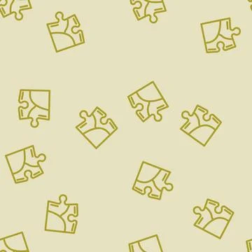 Puzzle piece jigsaw line vector seamless pattern Stock Illustration