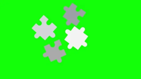 Puzzle Piece join Transition Green Screen Background Alpha Channel 4K Stock Footage 308428941
