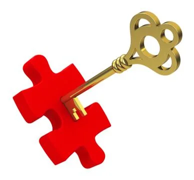 Puzzle piece with key Stock Illustration