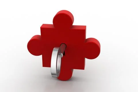 Puzzle piece with key Illustrazione stock