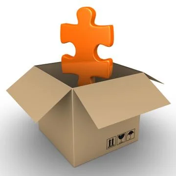 Puzzle piece in a parcel Stock Illustration