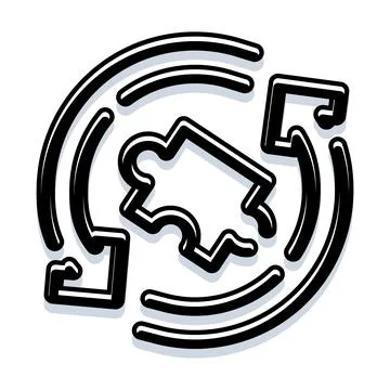 Puzzle piece rotating with arrows forming a cycle Stockillustratie