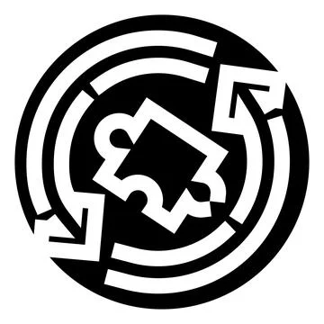 Puzzle piece rotating with circular refresh arrows Stock Illustration