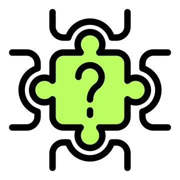 Puzzle piece showing question mark representing problem solving Illustrazione stock