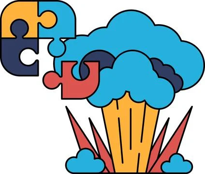A puzzle piece is shown with a cloud in the background 스톡 일러스트