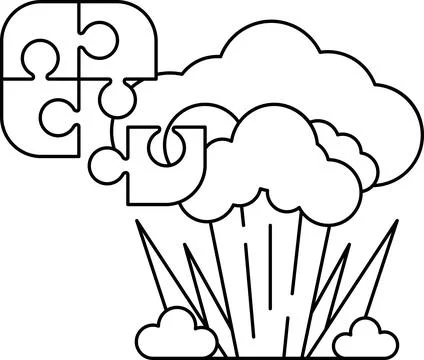 A puzzle piece is shown with a cloud in the background Stock Illustration