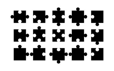 Puzzle Piece Silhouette Set Stock Illustration