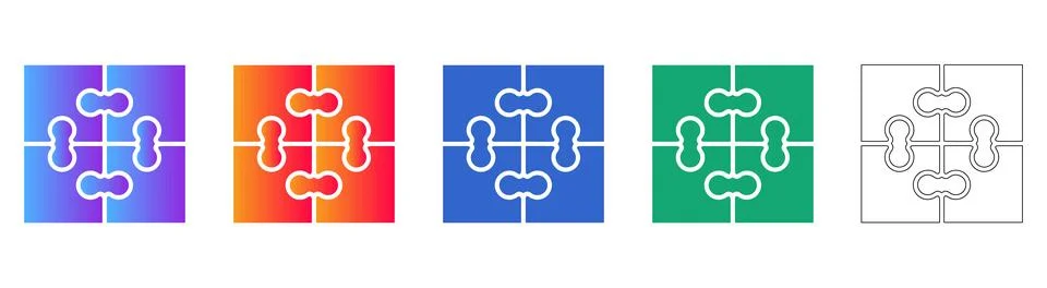Puzzle Piece Solution and Strategy Icons Stock Illustration