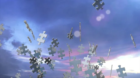 Puzzle piece spreading loop animation Stock Footage 160587573
