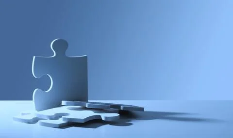 Puzzle Piece Standing Beside Stack Representing Strategy and Problem Solving Stock Photos