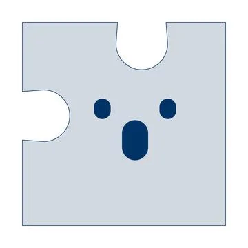 Puzzle piece with surprised face 2D cartoon object Stock Illustration