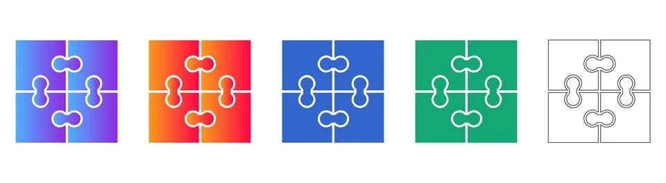 Puzzle Piece Teamwork and Problem Solving Icon Set イラスト素材