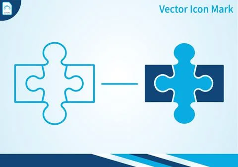 Puzzle piece vector icon mark set, outline and filled styles concept. 스톡 일러스트