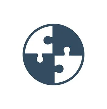 Puzzle pieces and problem solving icon or logo line art style. Outline puzzle Stock Illustration