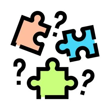 Puzzle pieces and question marks concept Stock Illustration