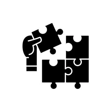 Puzzle pieces black icon, vector sign on isolated background. Puzzle pieces Illustrazione stock