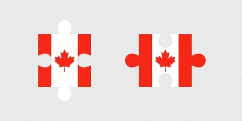 Puzzle Pieces with Canada Flag. Stock Illustration