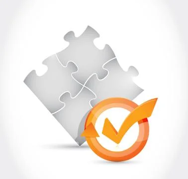 Puzzle pieces check mark cycle illustration 스톡 일러스트