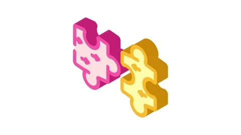 Puzzle pieces coming together progress isometric icon animation Stock Footage 327284532