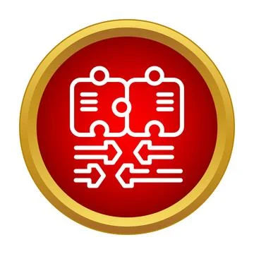 Puzzle pieces communicating information flow concept icon Stock Illustration