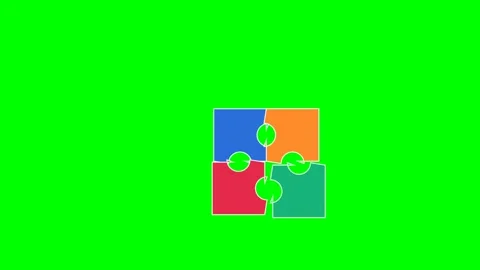 Puzzle Pieces Connecting Into Complete Shape on Green Screen Stock Footage 341252886