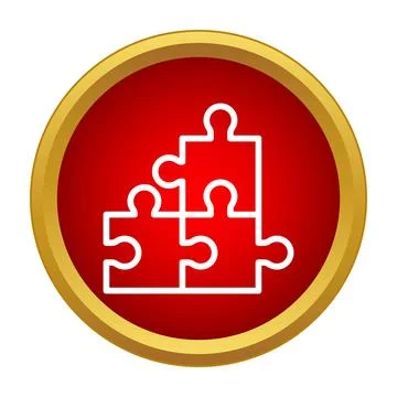 Puzzle pieces connecting inside red circle icon design Stock Illustration