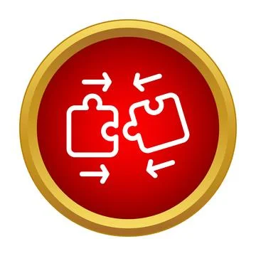 Puzzle pieces connecting solution combining strategy icon Stock Illustration