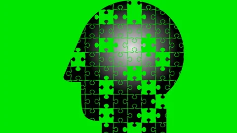 Puzzle Pieces Constructed a Human Head Video stock 150159942