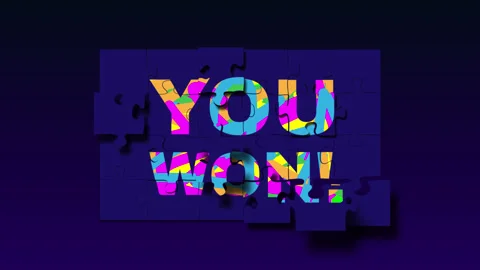 Puzzle pieces fform text You won. animation of assembling Jigsaw puzzles Stock Footage 144790498