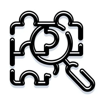 Puzzle pieces finding solution with magnifying glass Stockillustratie