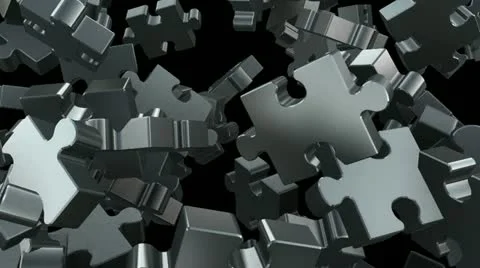 Puzzle pieces flying CHROME Stock Footage 12179404