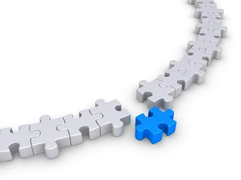 Puzzle pieces form a circle but one is different Stock Illustration