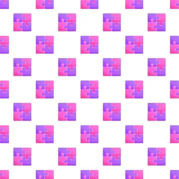 Puzzle pieces forming background pattern with pink and purple Illustrazione stock